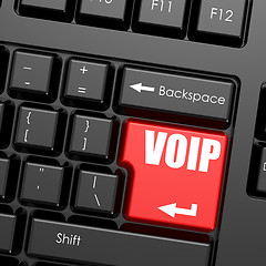 Image showing Red enter button on computer keyboard, VOIP word