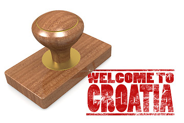 Image showing Red rubber stamp with welcome to Croatia