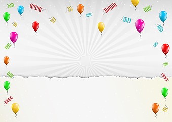 Image showing celebration balloons and torn paper