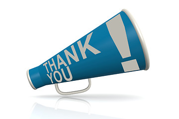 Image showing Blue megaphone with thank you word