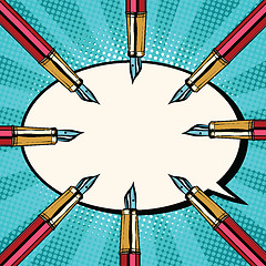 Image showing Fountain ink pens pop art retro background
