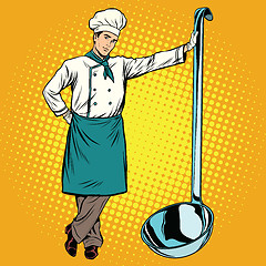 Image showing Professional chef with ladle