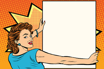 Image showing Pop art woman holding a poster