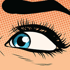 Image showing Close-up woman blue eye looking to the left
