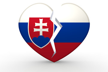 Image showing Broken white heart shape with Slovakia flag