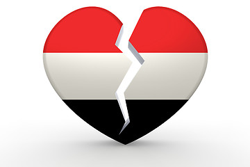 Image showing Broken white heart shape with Yemen flag