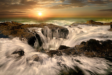 Image showing Water Spout Thors Well Oregon Coast