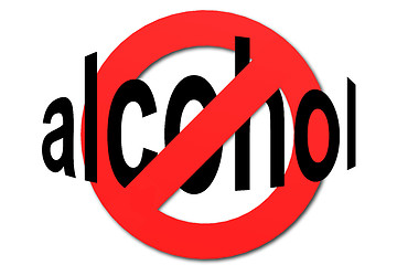 Image showing Stop alcohol sign in red