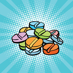 Image showing colorful medical pills, sports doping and drugs