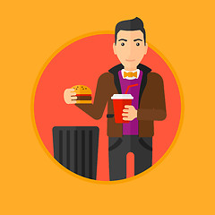 Image showing Man throwing junk food.