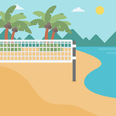 Image showing Background of beach volleyball court at seashore.