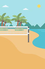 Image showing Background of beach volleyball court at seashore.