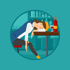 Image showing Drunk woman sleeping in bar.