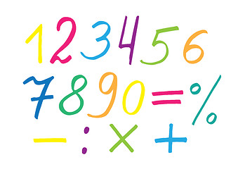 Image showing Colorful vector numerals and symbols