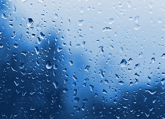 Image showing Water drops on glass