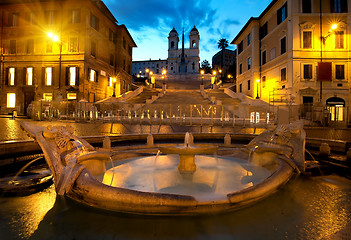 Image showing Spanish Steps and fountain