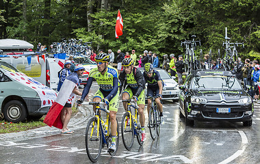 Image showing Group of Three Cyclists - Tour de France 2014