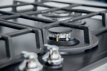 Image showing New and modern shining metal gas cooker