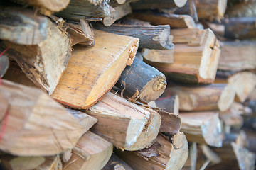 Image showing dry chopped firewood logs in a pile