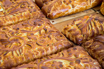 Image showing Kulebyaka cabbage pie. Russian cuisine