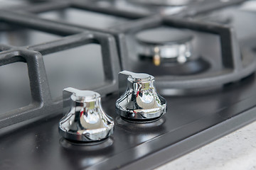 Image showing New and modern shining metal gas cooker