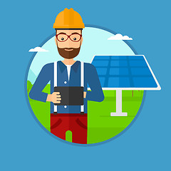 Image showing Male worker of solar power plant.