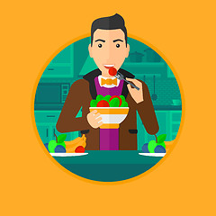 Image showing Man eating healthy vegetable salad.