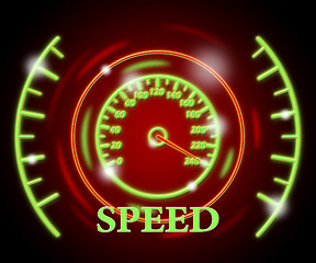 Image showing Speed Gauge Shows Odometer Rush And Quicker
