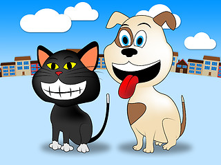 Image showing Town Pets Indicates Domestic Cat And Buildings