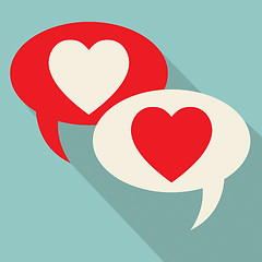 Image showing Hearts Speech Bubbles Represents Valentines Day And Chatting