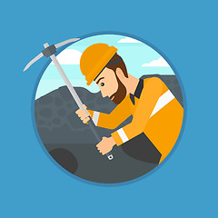 Image showing Miner working with pickaxe.