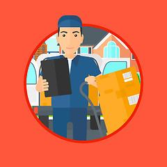 Image showing Delivery man with cardboard boxes.