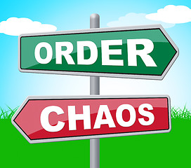 Image showing Order Chaos Shows Advertisement Havoc And Signboard