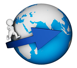 Image showing Character Globe Indicates Global Earth And Man 3d Rendering