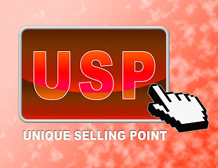 Image showing Usp Button Means Unique Selling Point And Benefits