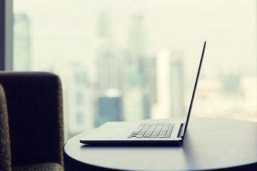 Image showing close up of laptop computer on table at office