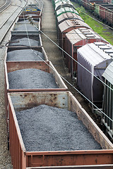 Image showing Freight train with color cargo containers