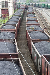 Image showing Freight train with color cargo containers