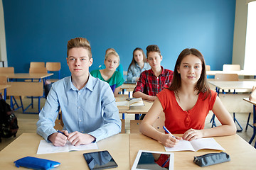 Image showing students with notebooks and tablet pc at school