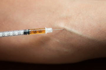 Image showing close up of addict hand making drug injection