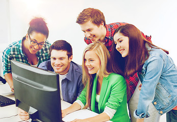 Image showing students with computer studying at school