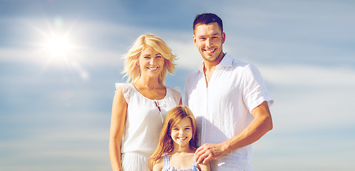 Image showing happy family with blue sky