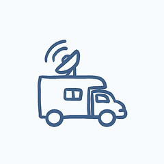 Image showing Broadcasting van sketch icon.