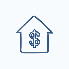 Image showing House with dollar symbol sketch icon.