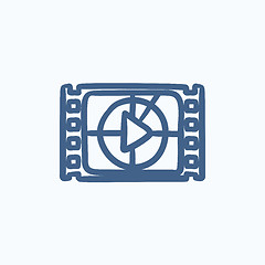 Image showing Film strip with play button sketch icon.