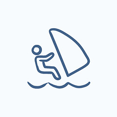 Image showing Wind surfing sketch icon.