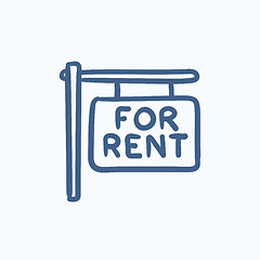 Image showing For rent placard sketch icon.