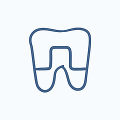 Image showing Crowned tooth sketch icon.