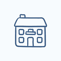 Image showing Two storey detached house sketch icon.