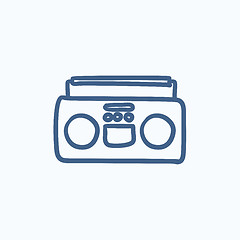 Image showing Radio cassette player sketch icon.